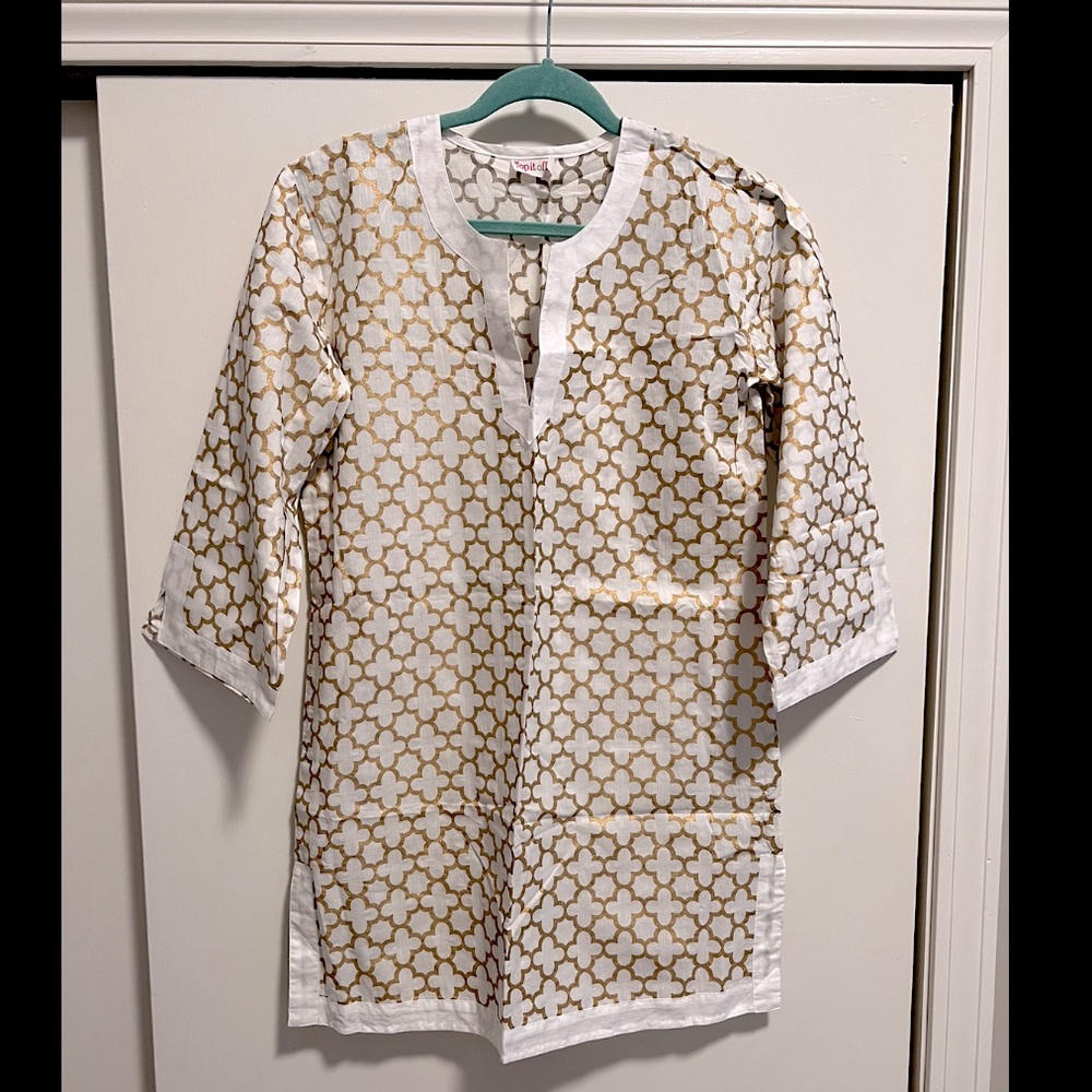 Tunic gold and white cover up size m